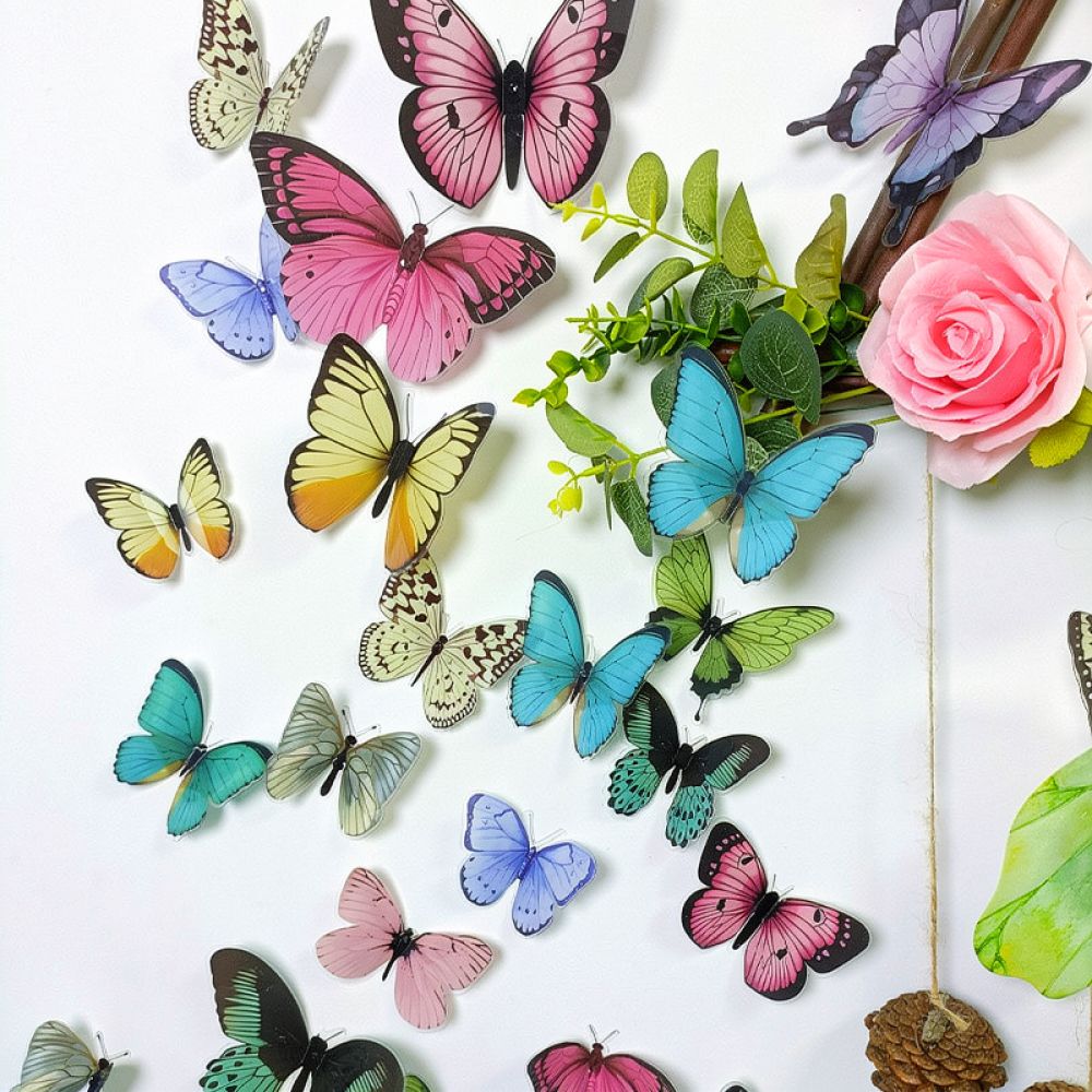 Art And Craft For Nursery - PVC 3D-vlinderwanddecoratie, realistische, kleurrijke stickers voor
