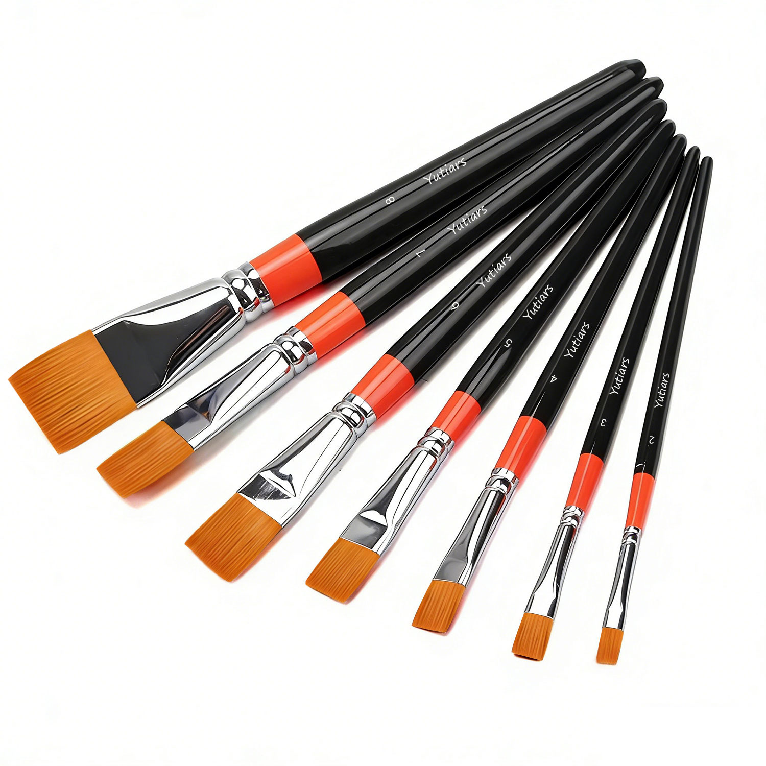 Gouache Paint Set - 8-delige professionele platte kunstenaarsverfborstelset, zacht nylon